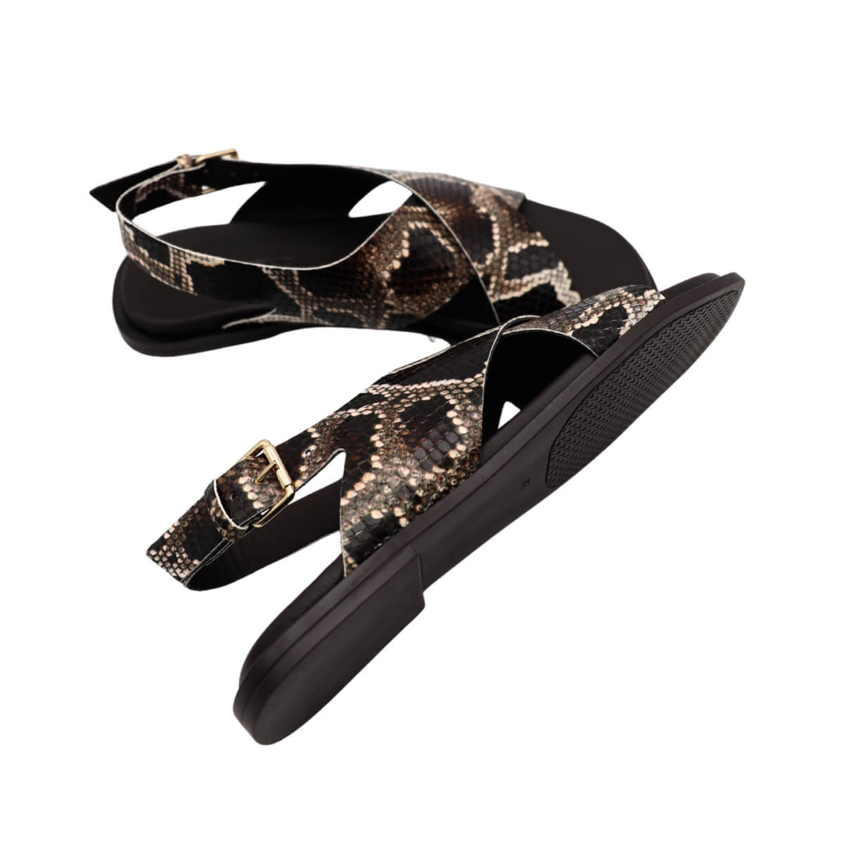 Sandalo Ambitious 14361 Piton Brown in pelle effetto pitone.

