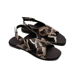 Sandalo Ambitious 14361 Piton Brown in pelle effetto pitone.
