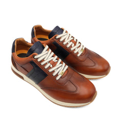 Sneakers Ambitious cognac in pelle viste di lato.