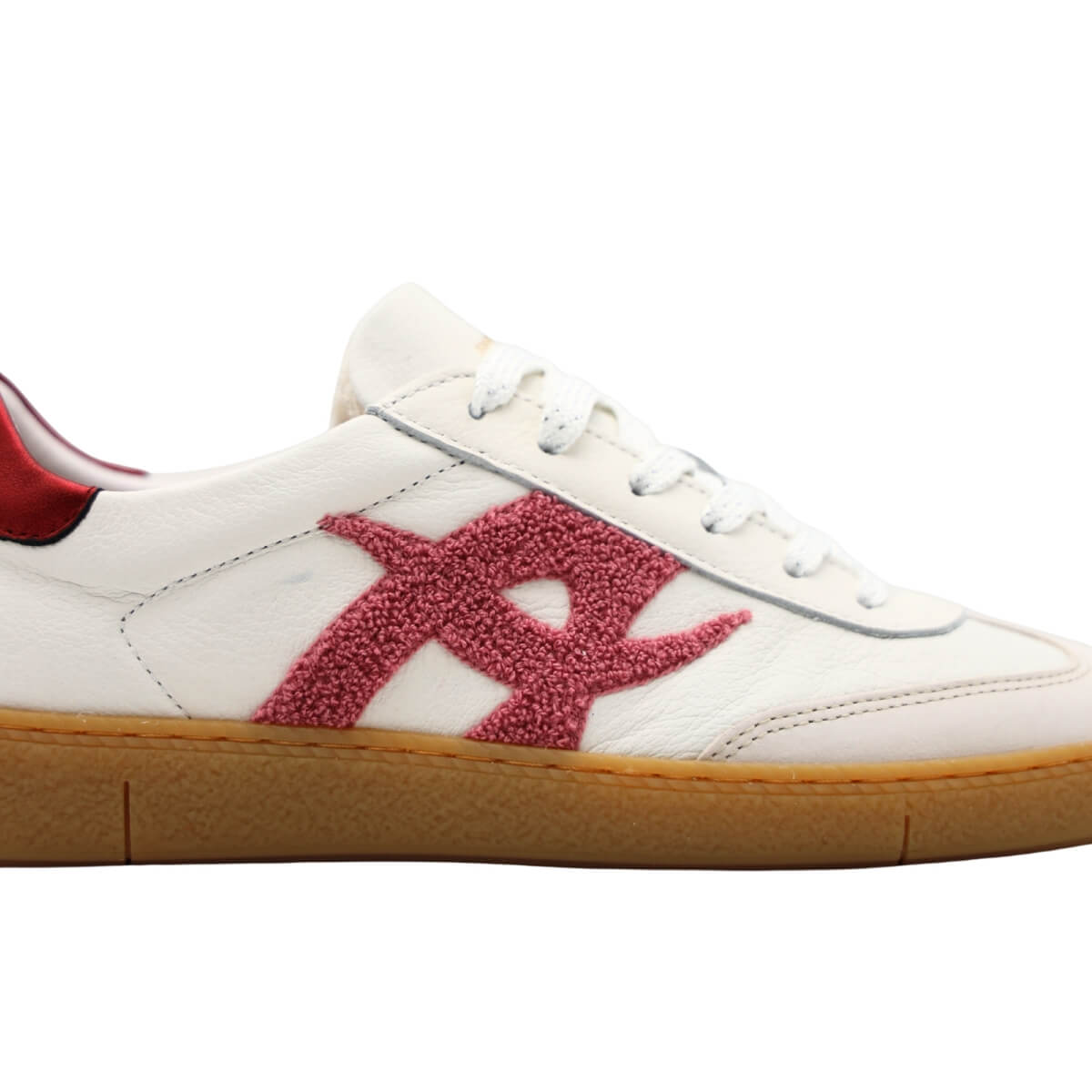 Sneaker Ambitious 14129 bianca in pelle con dettagli rosa