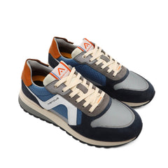 Scarpa Ambitious sneakers blu in pelle elegante vista laterale