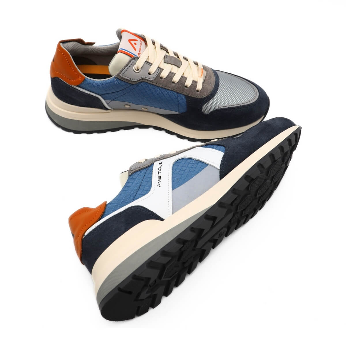 Scarpa Ambitious sneakers blu in pelle elegante vista laterale