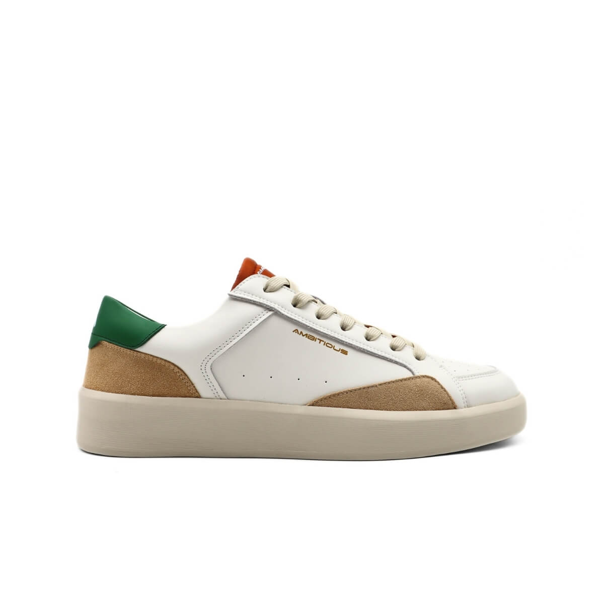 Scarpe Ambitious bianche in pelle vista frontale elegante