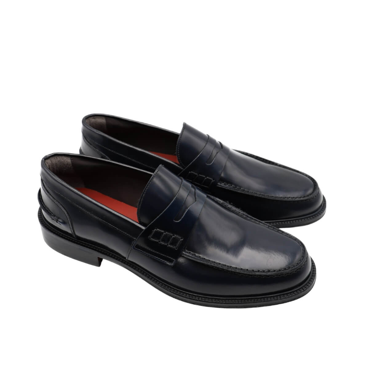 Mocassino Blu in pelle Andrea Ferri AC102 vista laterale