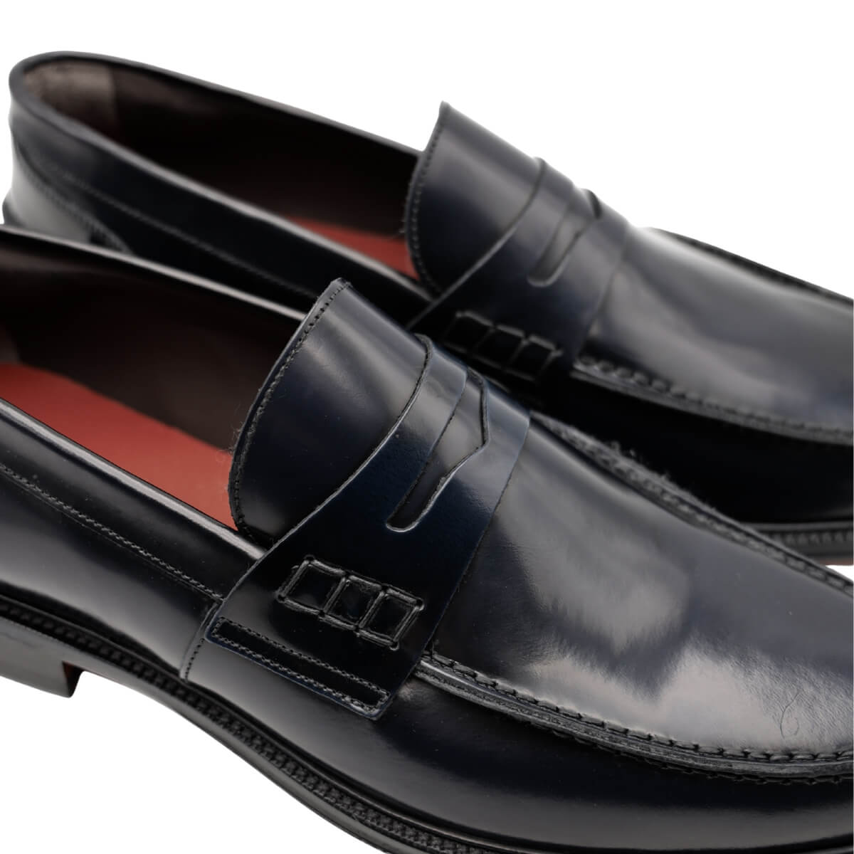 Mocassino Blu in pelle Andrea Ferri AC102 vista laterale