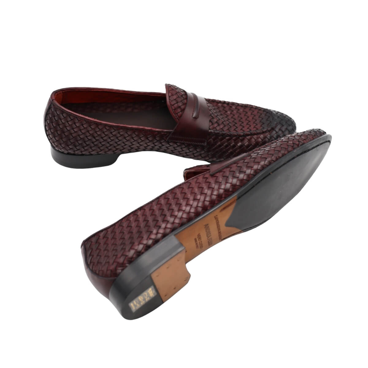 Mocassino Andrea Ferri AE93 Bordeaux in pelle vista laterale