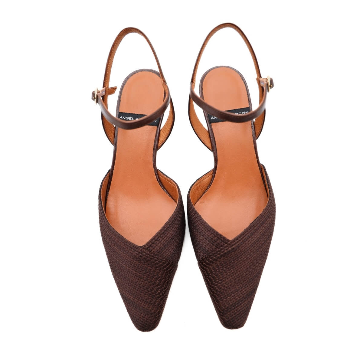 ANGEL ALARCON SLINGBACK 26021 RAFFIA MARRONE