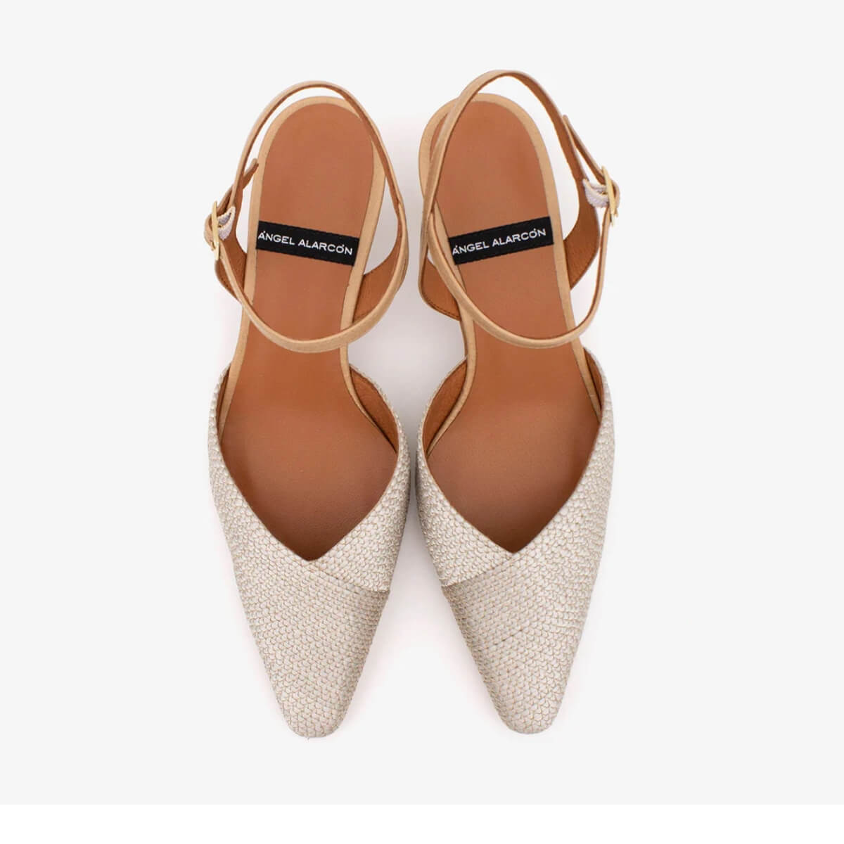 ANGEL ALARCON SLINGBACK EMILIA RAFFIA 26021 BEIGE PLATINO