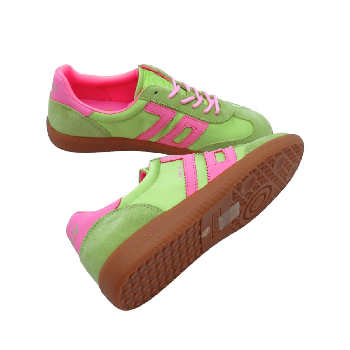 Sneakers Back 70 Ghost Verde e Rosa in camoscio e satin