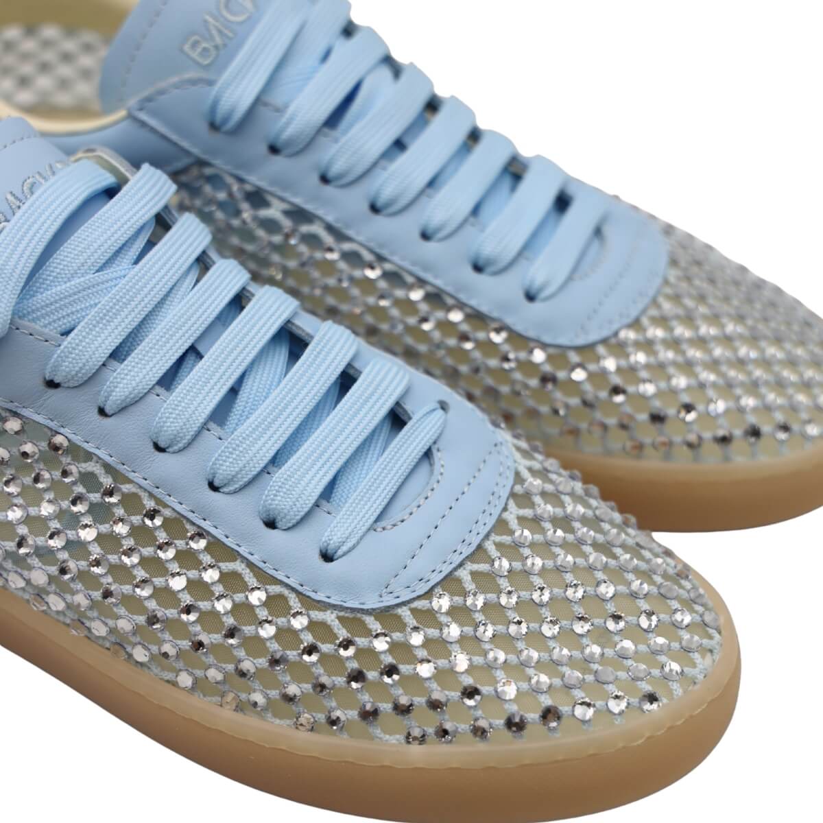 Scarpe Back70 SMART T26 104 azzurre in pelle di qualità e strass argento