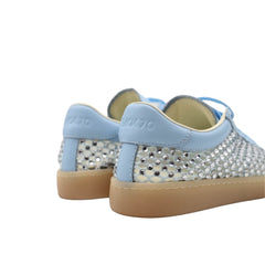 Scarpe Back70 SMART T26 104 azzurre in pelle di qualità e strass argento