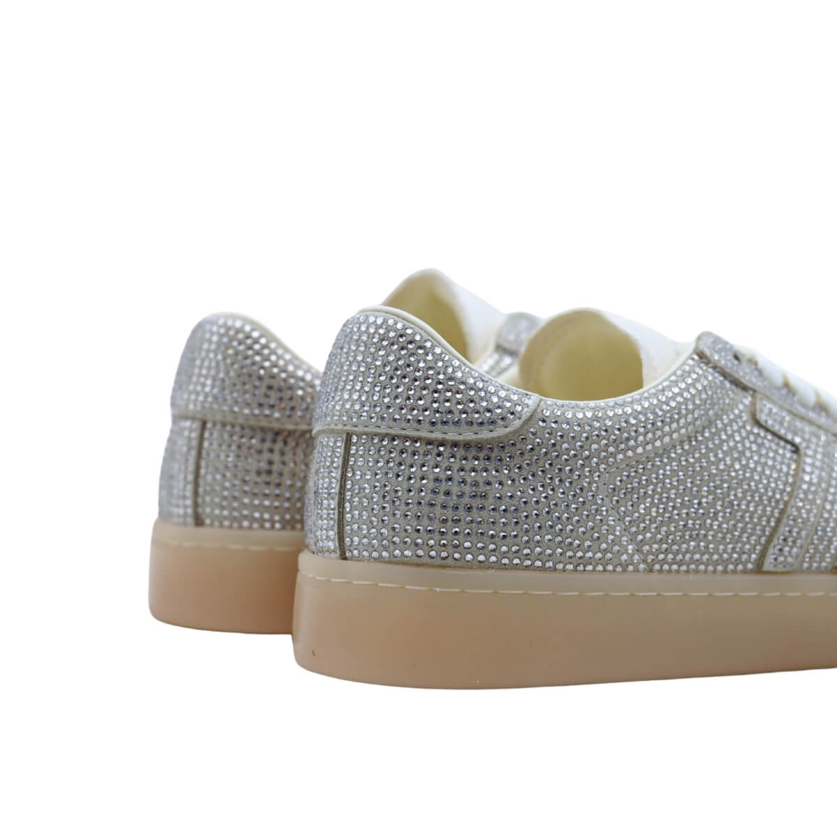 Sneakers BACK 70 Strass Smart in pelle argento con dettagli brillanti.
