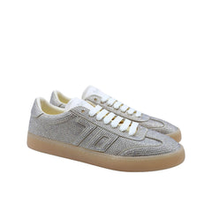 Sneakers BACK 70 Strass Smart in pelle argento con dettagli brillanti.