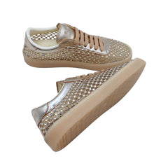 Sneaker Back 70 oro con strass dorati reticolari