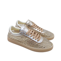 Sneaker Back 70 oro con strass dorati reticolari