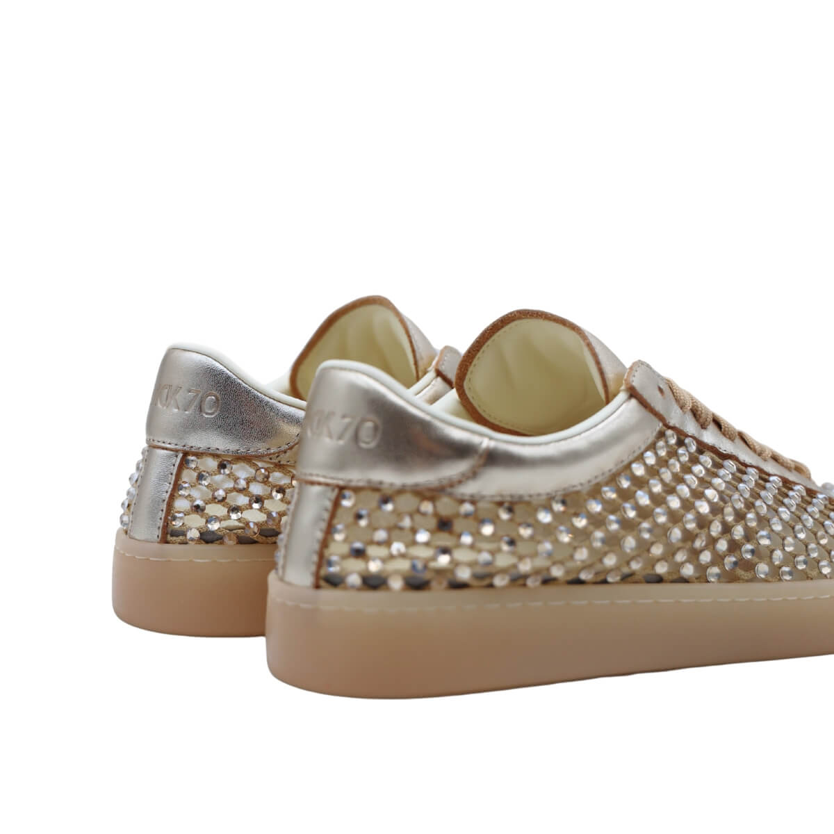 Sneaker Back 70 oro con strass dorati reticolari