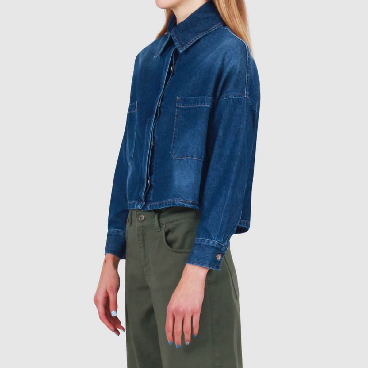 BERNA GIACCA DENIM CROP 263108 BLU JEANS