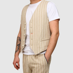 BERNA GILET M26140730 BEIGE A RIGHE
