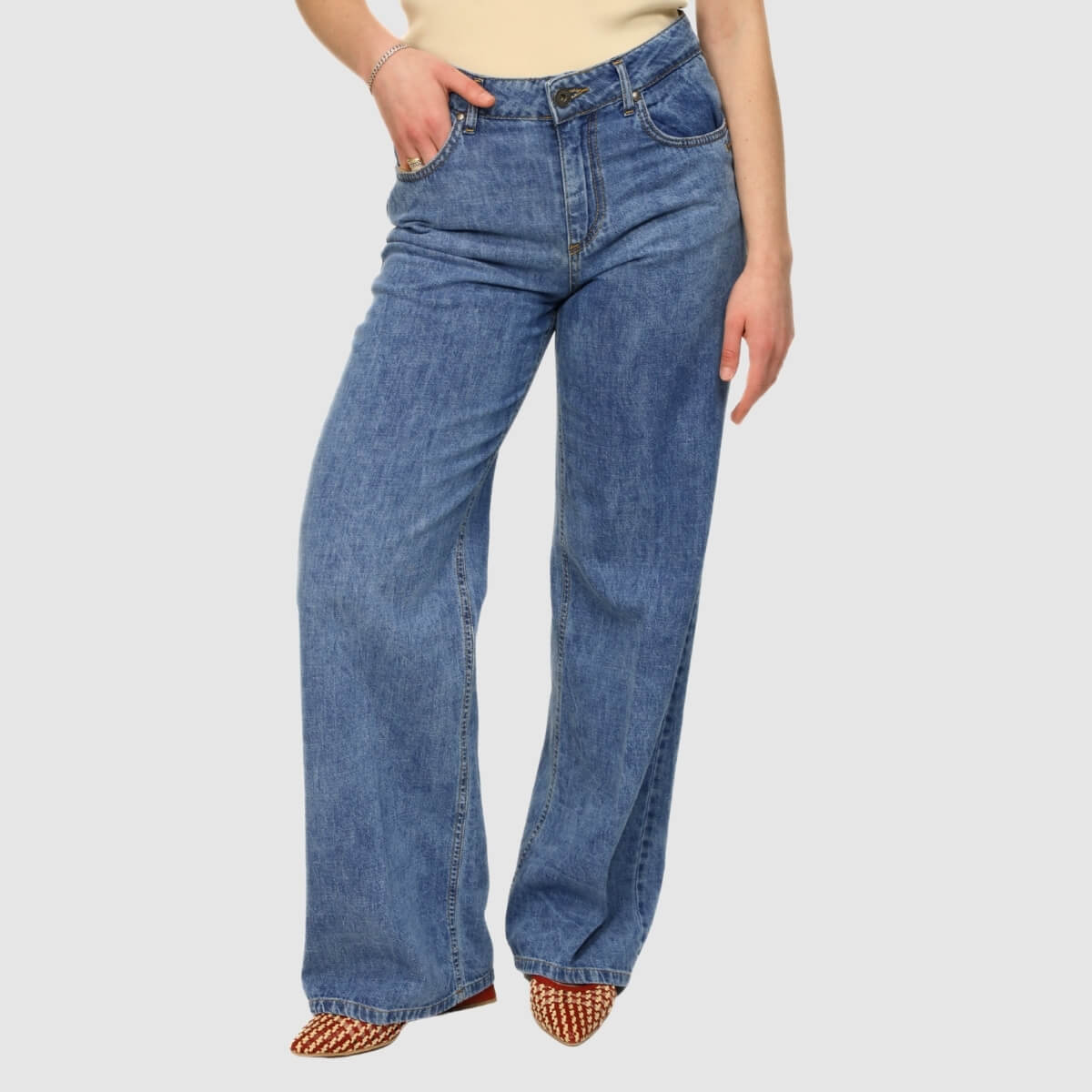 BERNA JEANS WIDE LEG 263004 LAVAGGIO MEDIO