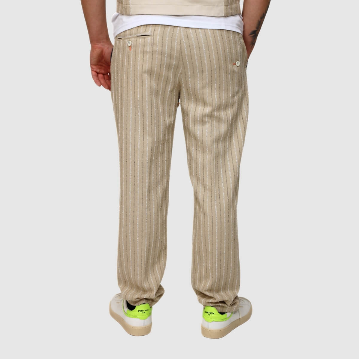 BERNA PANTALONI M26139830 BEIGE A RIGHE