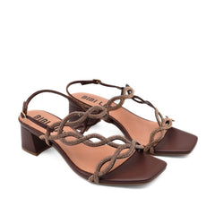 BIBI LOU SANDALO TACCO 889 GLITTER MARRONE