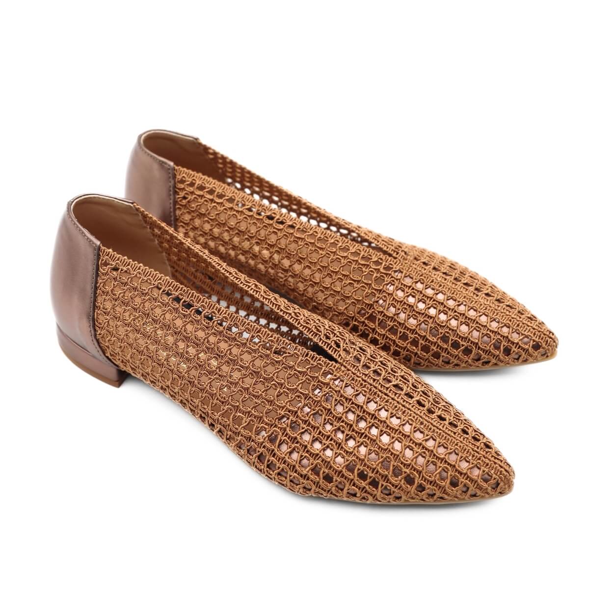Ballerina donna color bronzo in rete elegante