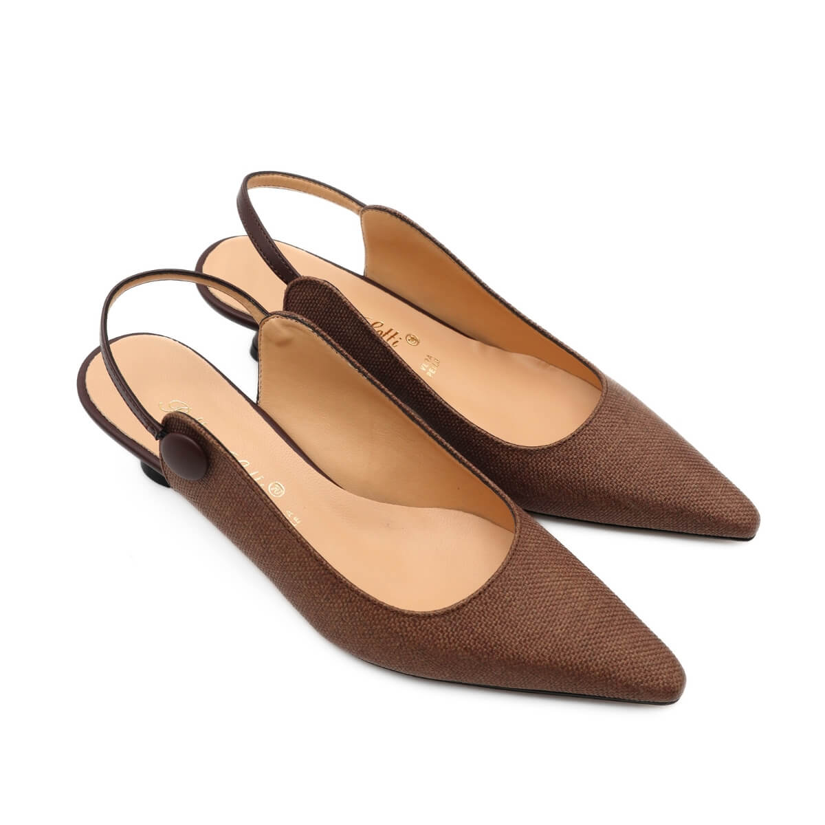 Slingback da donna marrone in pelle Bottega Lotti