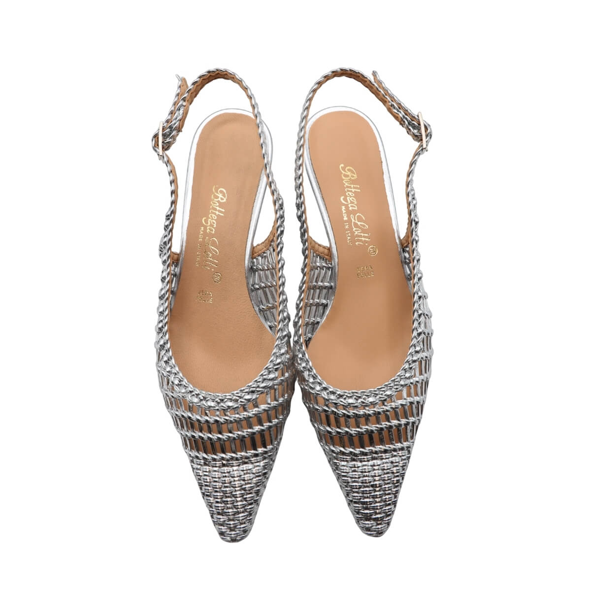 BOTTEGA LOTTI SLINGBACK 1971M056 INTRECCIO ARGENTO