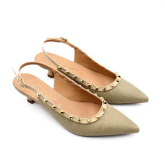 Slingback donna color sabbia in pelle elegante
