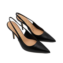 Slingback Chantal 1962 in pelle nera vista laterale