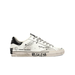 CRIME LONDON DISTRESSED SNEAKERS 11033 10 BIANCO GRAFFITI