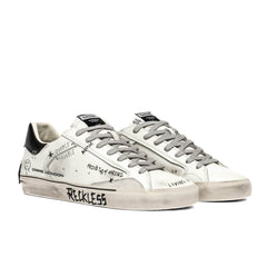 CRIME LONDON DISTRESSED SNEAKERS 11033 10 BIANCO GRAFFITI