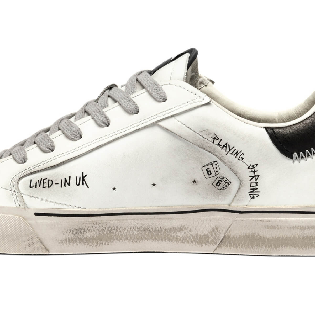 CRIME LONDON DISTRESSED SNEAKERS 11033 10 BIANCO GRAFFITI