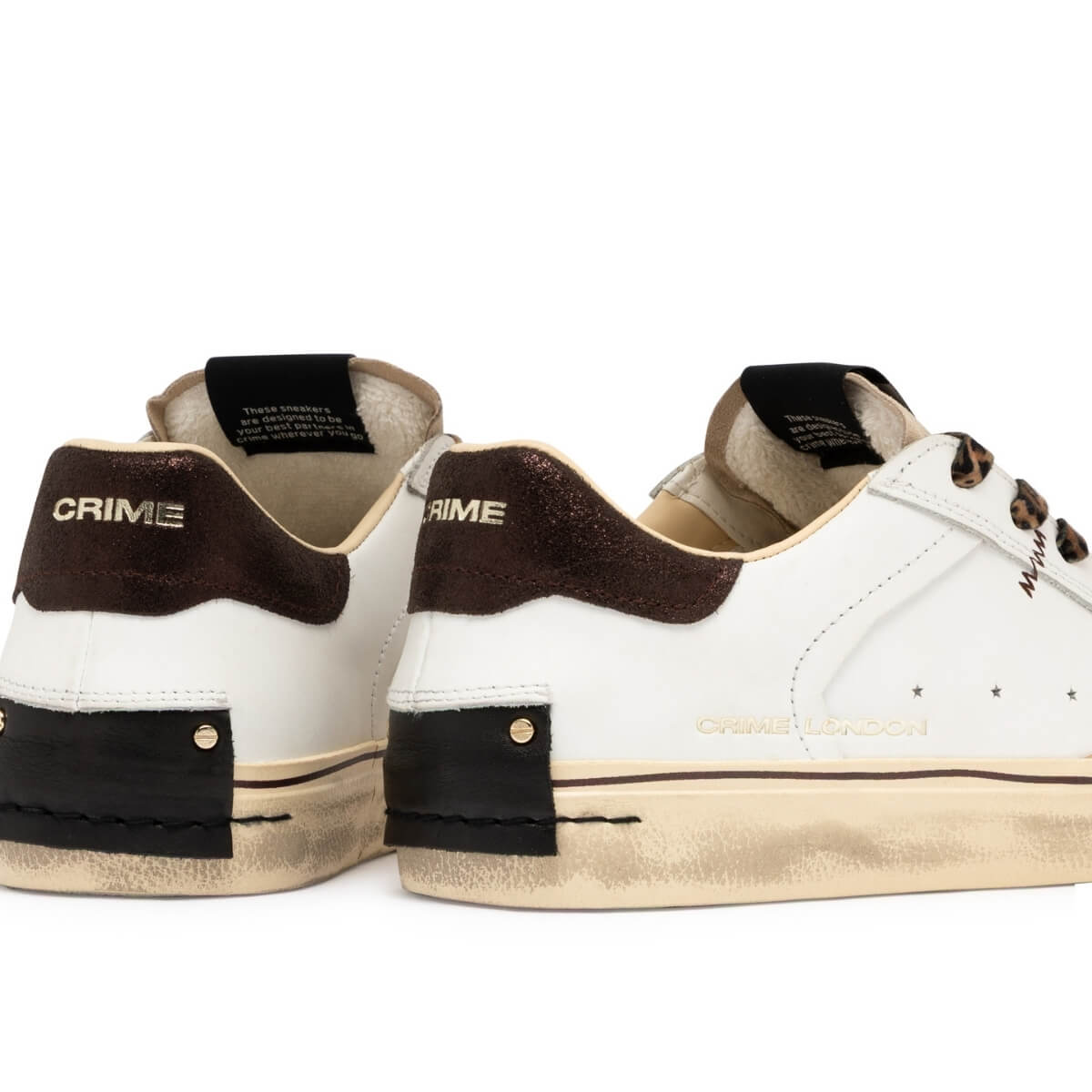 CRIME LONDON SNEAKERS DECONSTRUCTED 23071 10 BIANCO LEOPARD