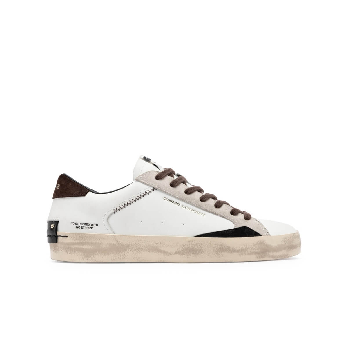 CRIME LONDON SNEAKERS DISTRESSED 10003 10 BIANCO MARRONE