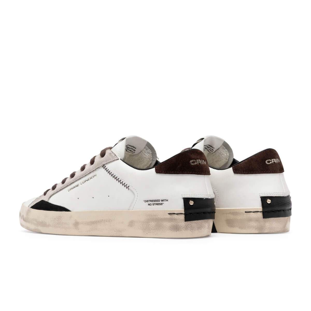 CRIME LONDON SNEAKERS DISTRESSED 10003 10 BIANCO MARRONE