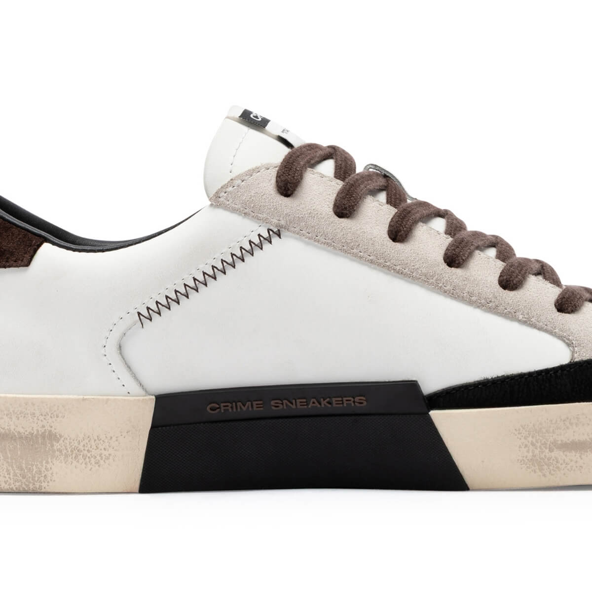 CRIME LONDON SNEAKERS DISTRESSED 10003 10 BIANCO MARRONE