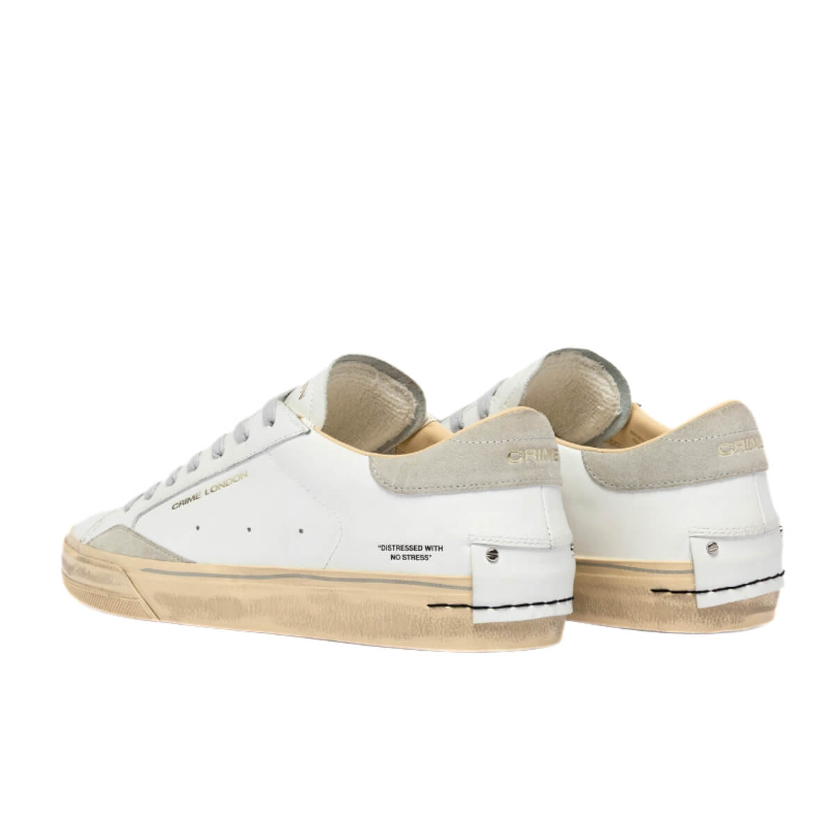 Sneakers Crime London Dstrezzed bianco e grigio chiaro in vera pelle