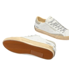 Sneakers Crime London Dstrezzed bianco e grigio chiaro in vera pelle