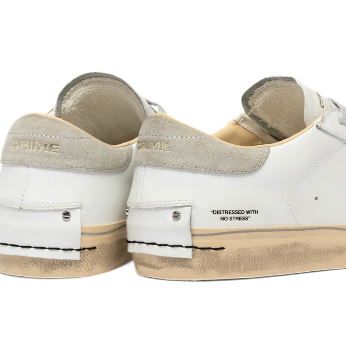Sneakers Crime London Dstrezzed bianco e grigio chiaro in vera pelle