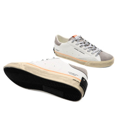 Sneakers Crime London Distressed bianco in pelle con fondo nero