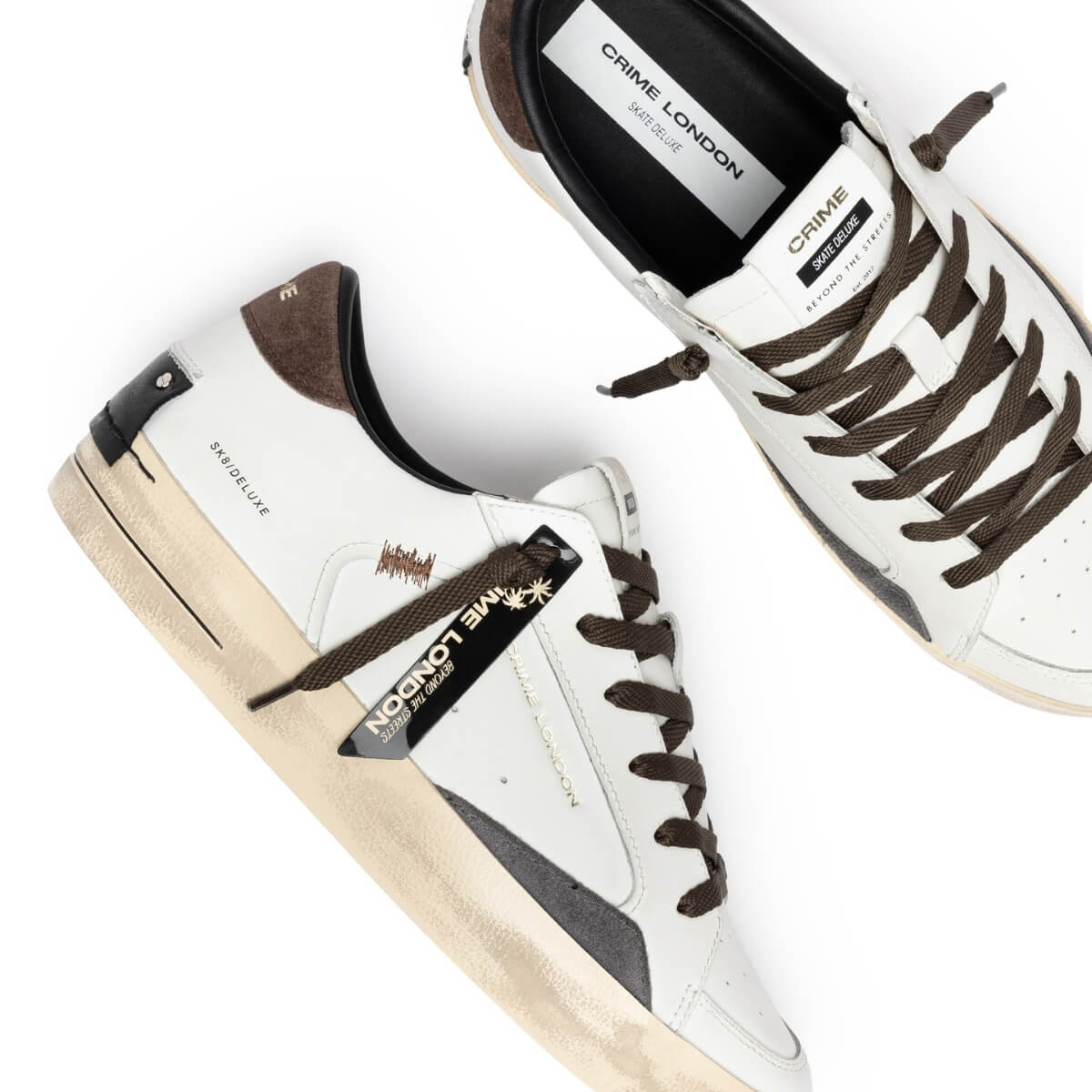 CRIME LONDON DISTRESSED SNEAKERS 10003 10 BIANCO