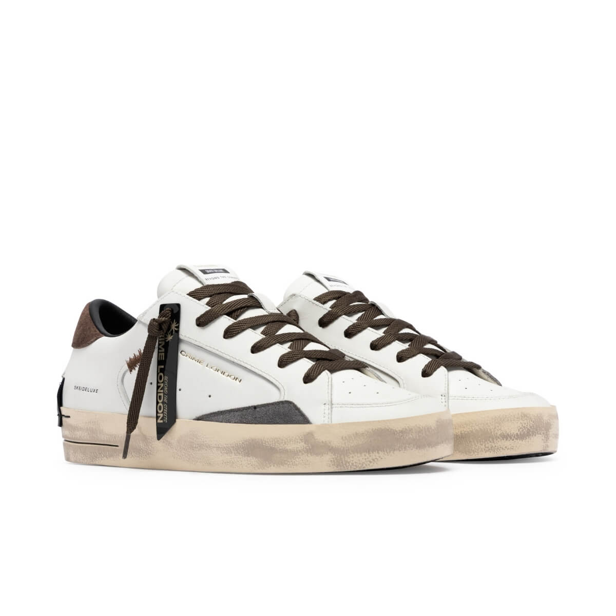 CRIME LONDON DISTRESSED SNEAKERS 10003 10 BIANCO