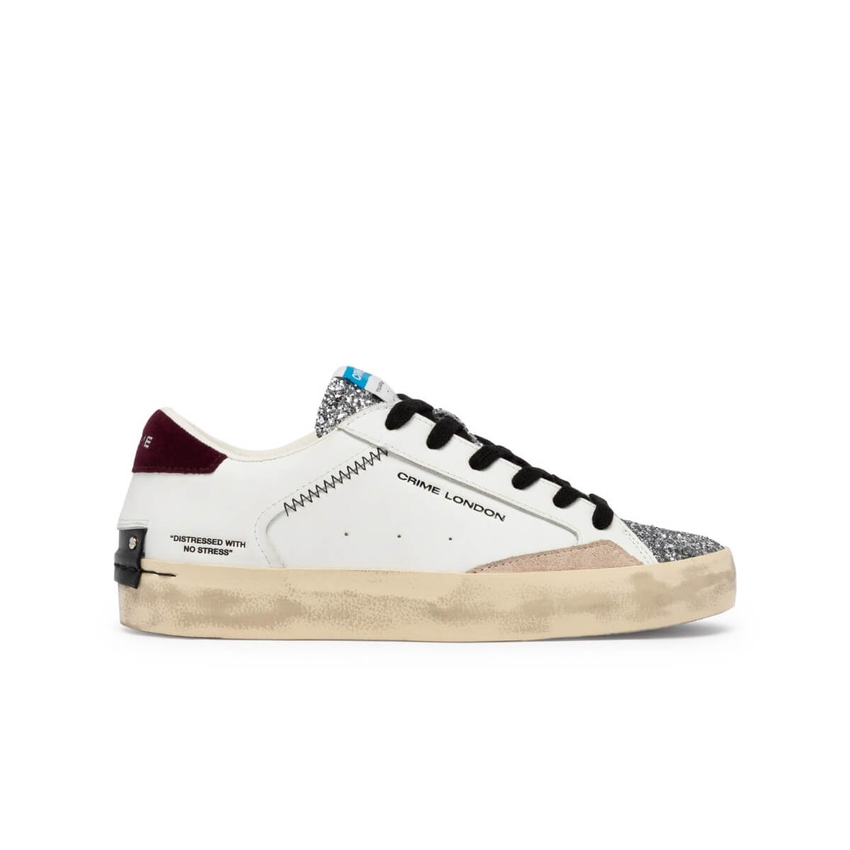 CRIME LONDON DISTRESSED SNEAKERS 23005 10 BIANCO GLITTER