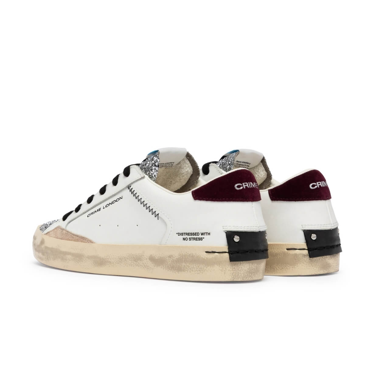 CRIME LONDON DISTRESSED SNEAKERS 23005 10 BIANCO GLITTER