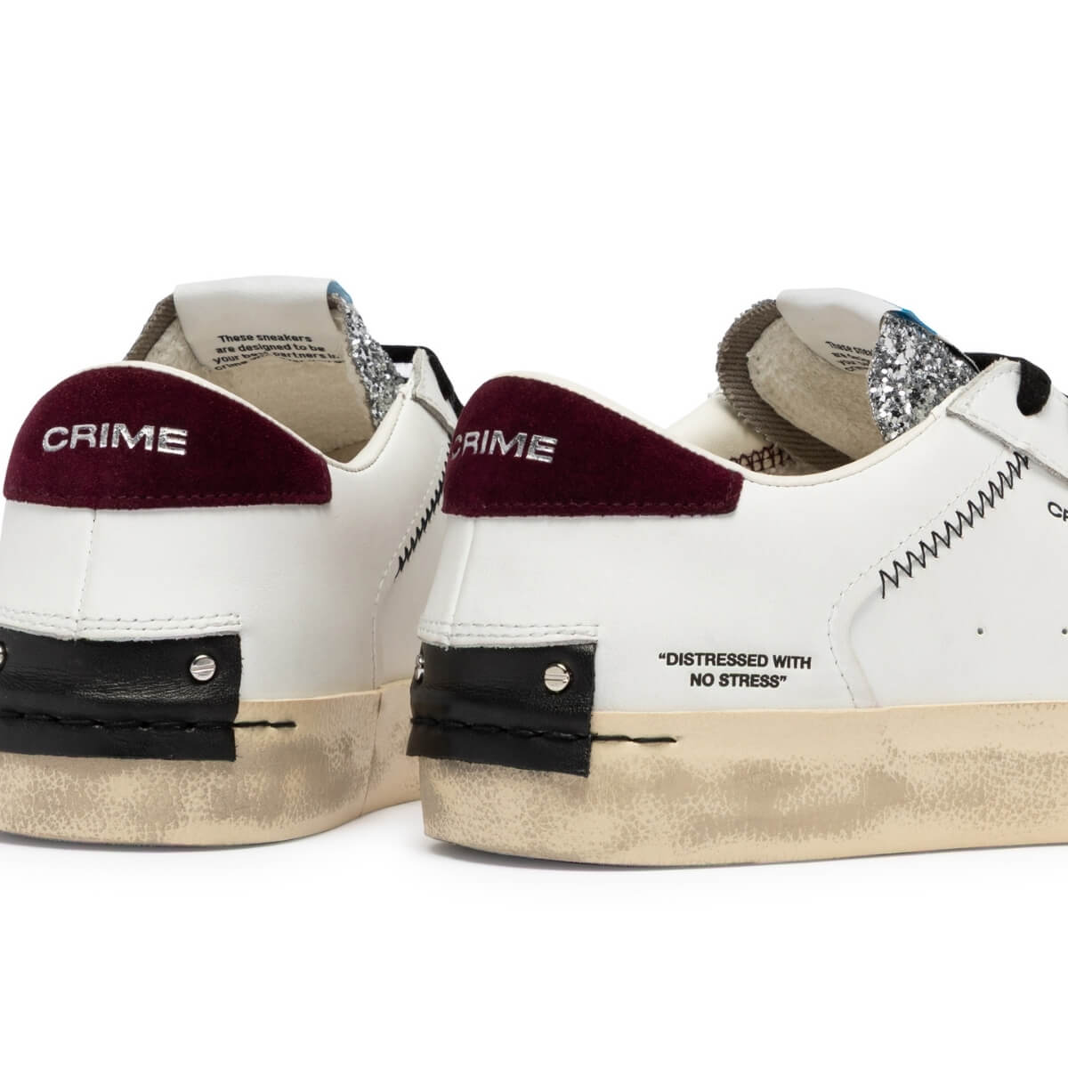 CRIME LONDON DISTRESSED SNEAKERS 23005 10 BIANCO GLITTER