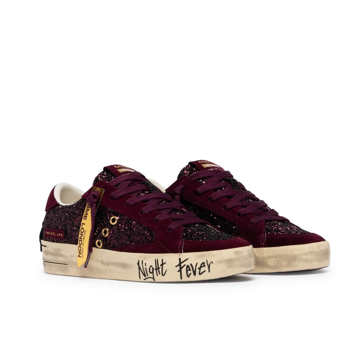 CRIME LONDON SK8 DELUXE SNEAKERS 23100 71 BORDEAUX GLITTER