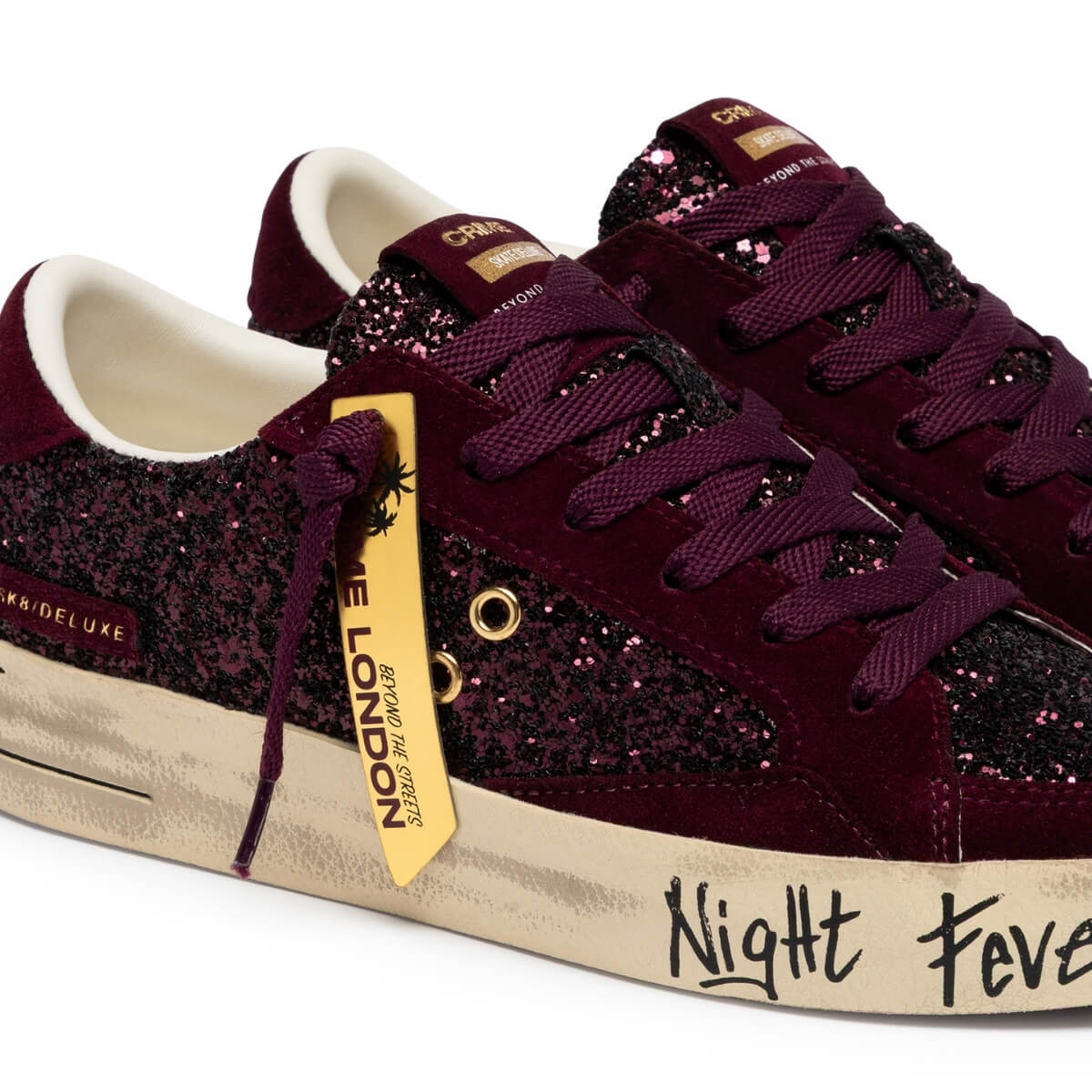 CRIME LONDON SK8 DELUXE SNEAKERS 23100 71 BORDEAUX GLITTER