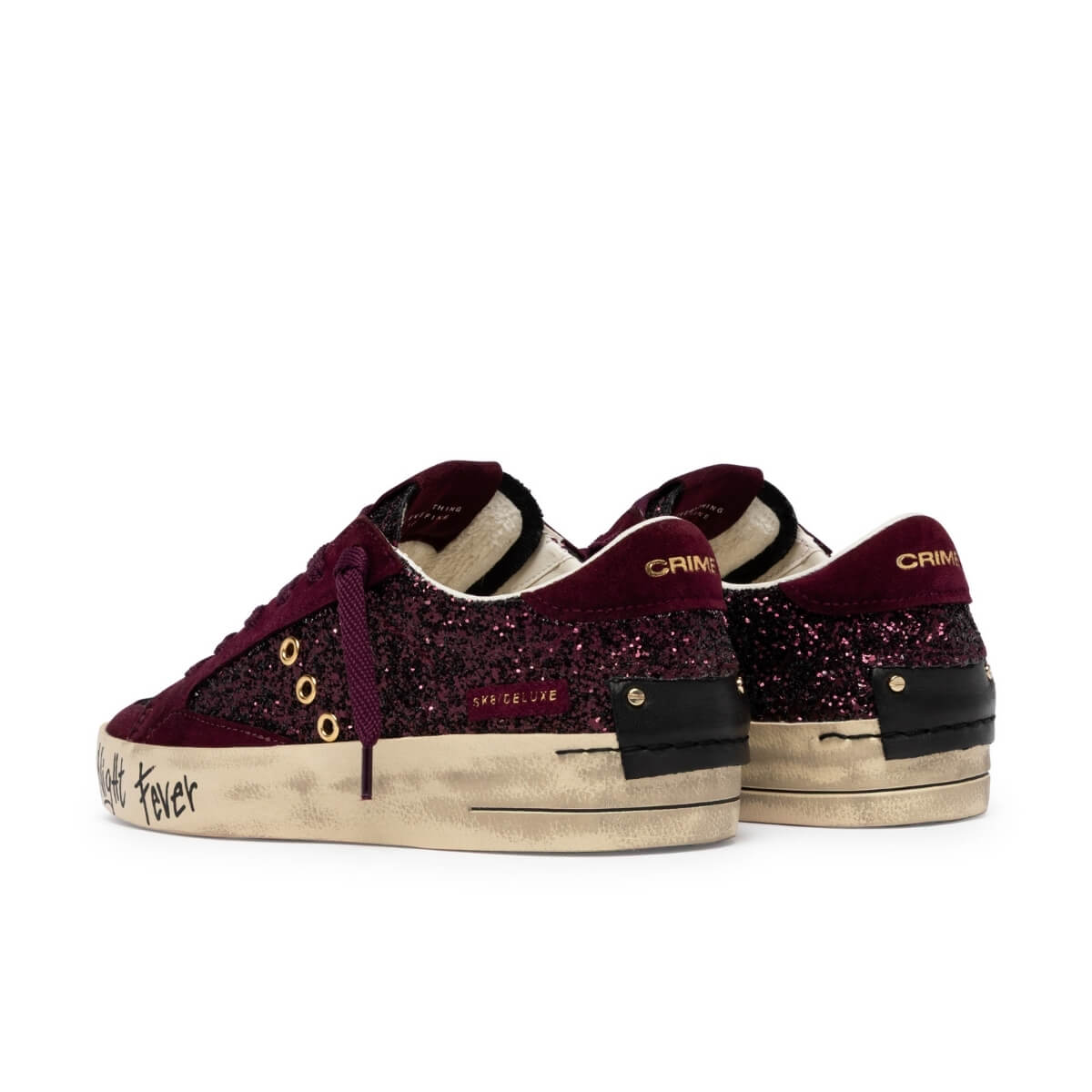 CRIME LONDON SK8 DELUXE SNEAKERS 23100 71 BORDEAUX GLITTER