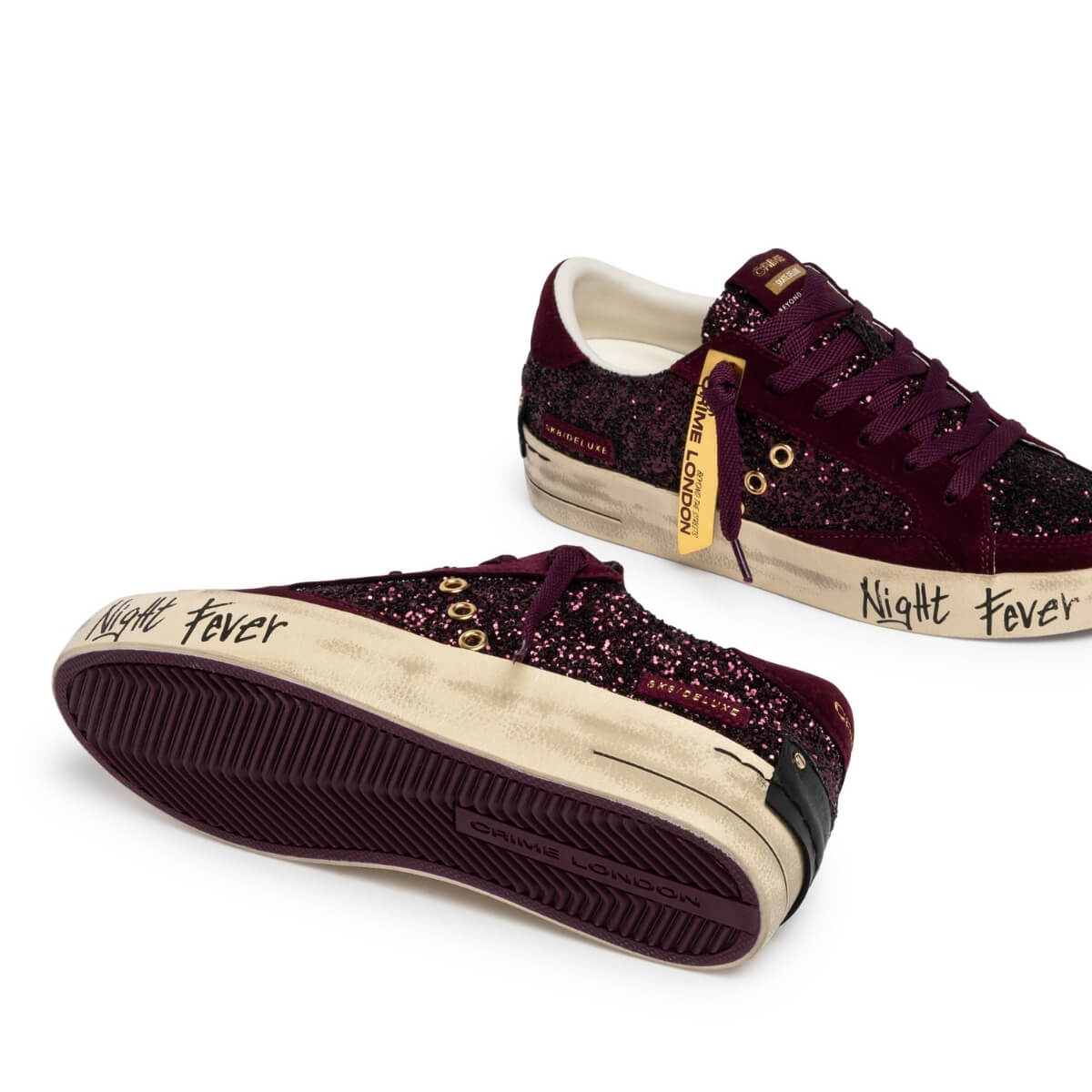 CRIME LONDON SK8 DELUXE SNEAKERS 23100 71 BORDEAUX GLITTER